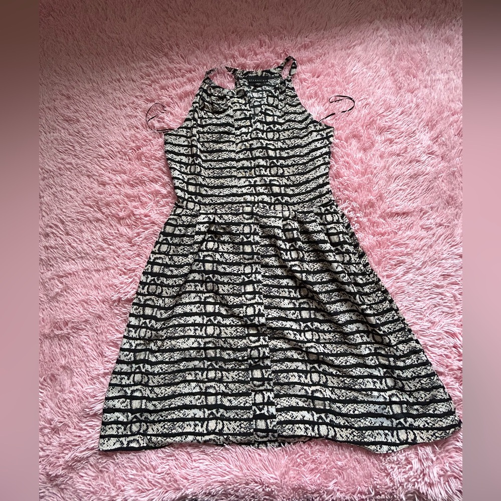 Attention Black and White Midi Dress